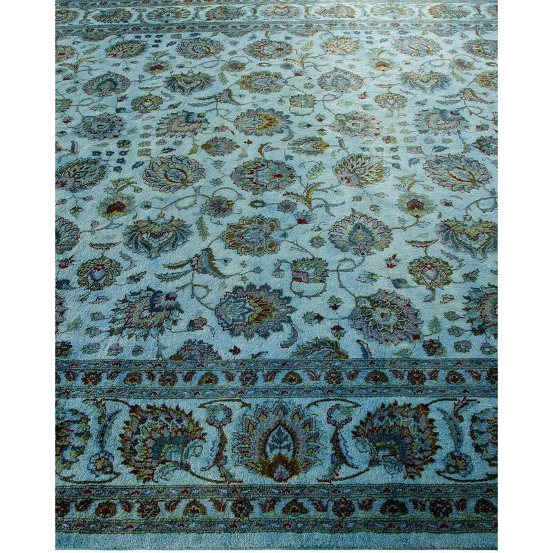 Overton Hand Knotted Wool Vintage Inspired Modern Contemporary Overdyed Blue Area Rug - 8' 1" x 10' 10"