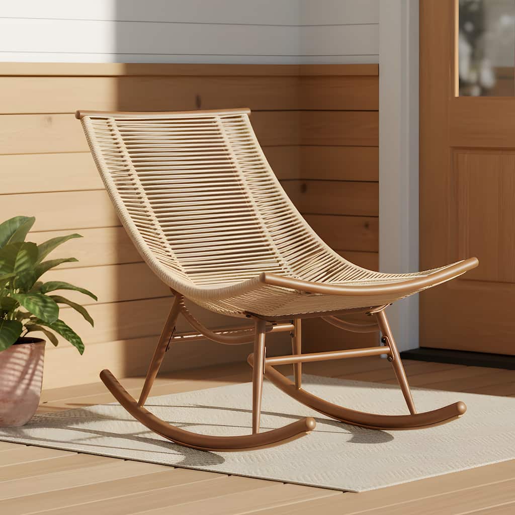 Christopher Knight Home - Modern Outdoor Rocking Chair with Metal Frame and PE Rattan