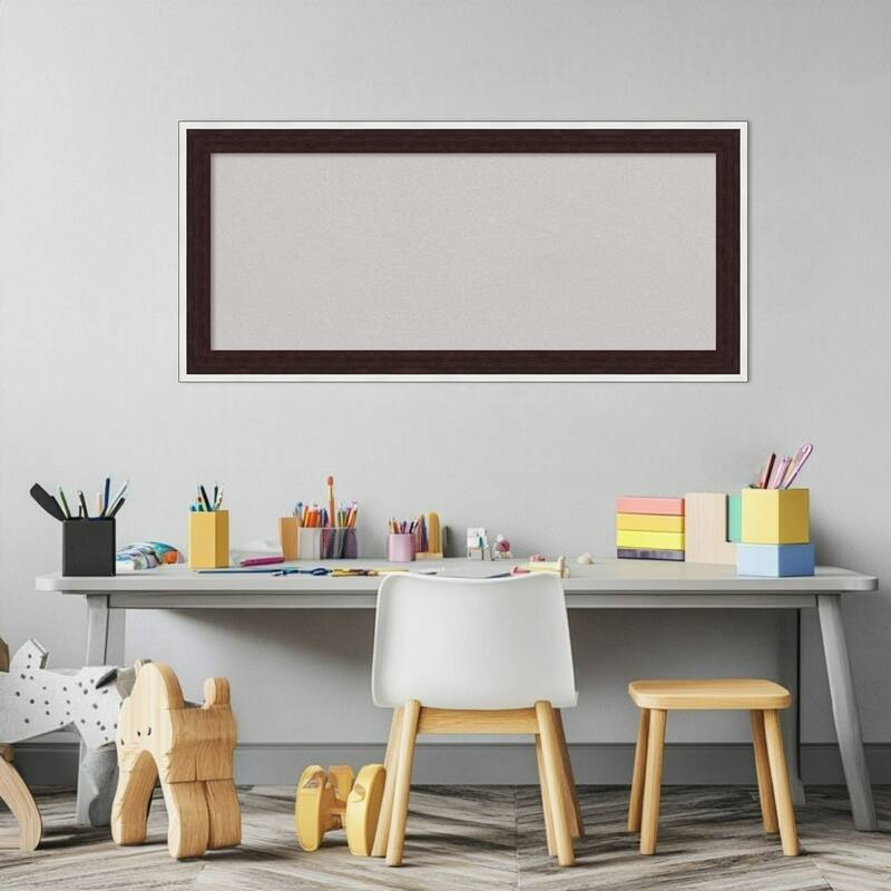 Maya Espresso Silver Framed Cork Board - Bulletin Board, Organization Board, Pin Board