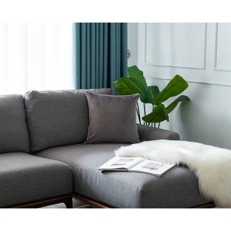 Gouchee Home Solid Velvet Mix Cushion 18 in. x 18 in. Throw Pillow - Charcoal