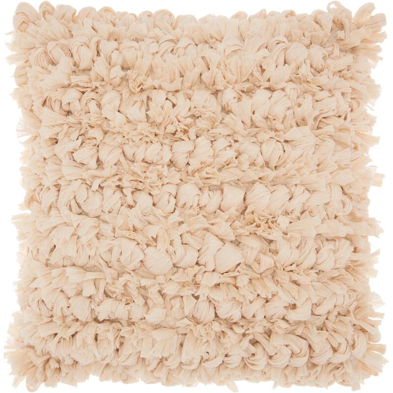Mina Victory Paper Loop Shag Throw Pillow by Nourison - Beige
