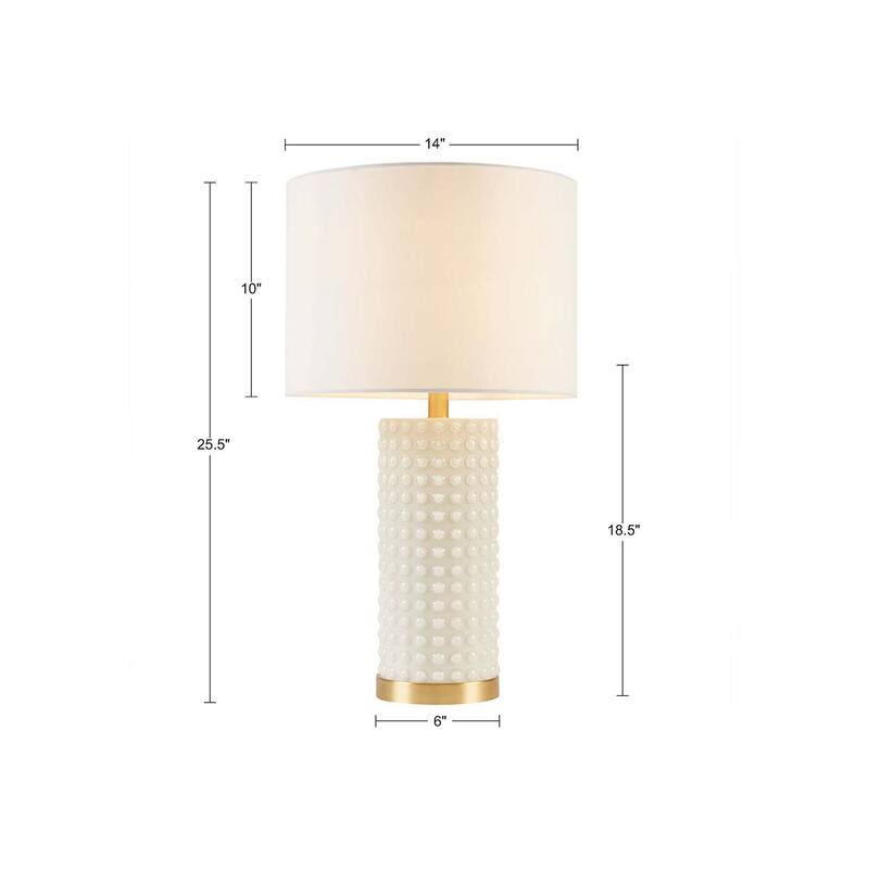 INK+IVY Grace Ivy White/Gold Textured Dot Table Lamp