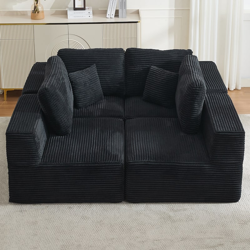 Modular Sectional Sofa Corduroy Fabric Upholstery Armless Chair