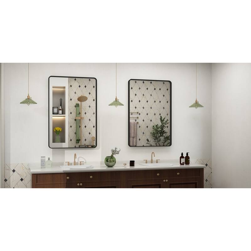 Modern Metal Frame Wall Mounted Bathroom Vanity Mirror