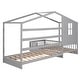 preview thumbnail 18 of 25, Twin Size Wood House Platform Bed, L-Shaped with Fence and Slatted Frame