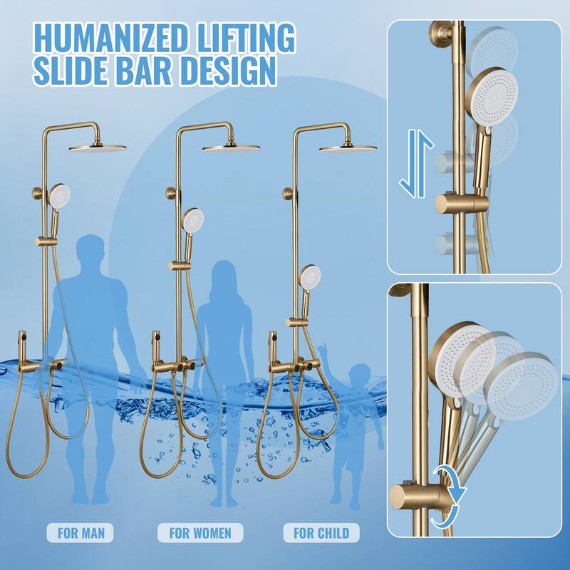 4-Function Thermostatic Rainfall Shower System with Rough-In Valve, Rain Mixer Shower Combo Set