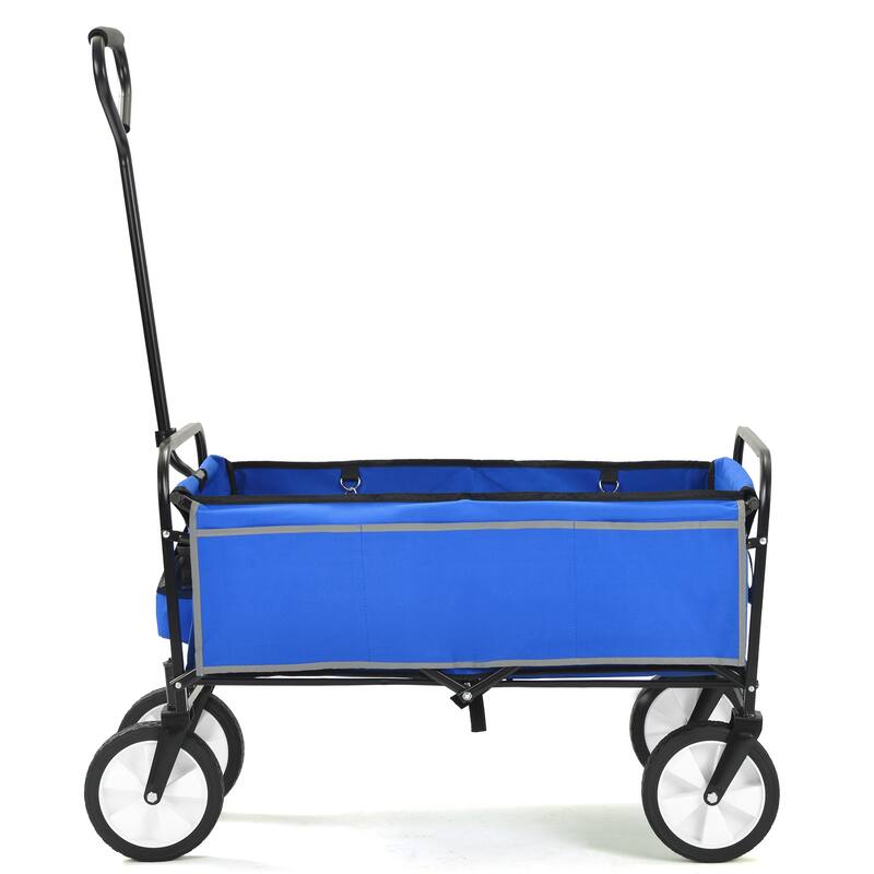 Heavy-Duty Folding Wagon with Large Storage, 600D Fabric, Adjustable Handle, Reflective Safety Straps