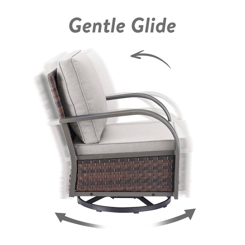 Gymojoy Industrial Style Outdoor Wicker Swivel Glider Chairs Set of 2