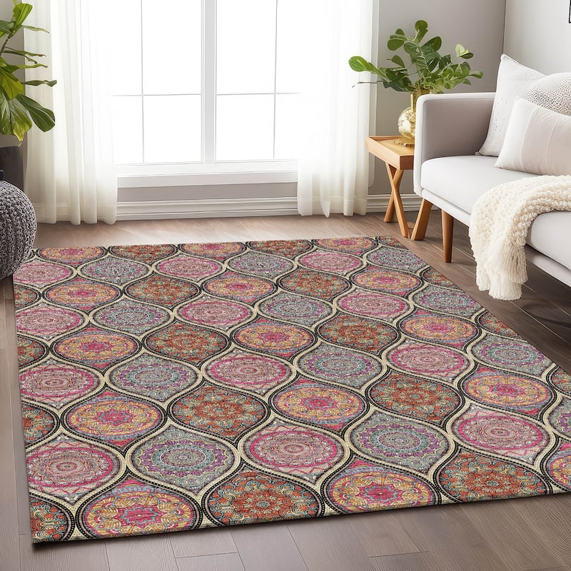 Premium Washable Super Soft Boho Mosaic Mayfield Rug - Black - 10' x 14'