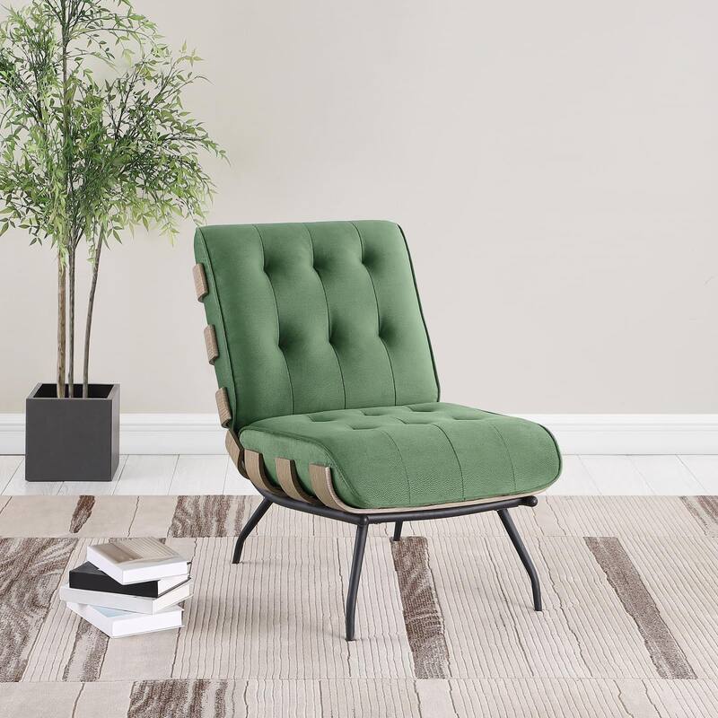 Tyler Accent Tufted Chair with Metal Leg - Green