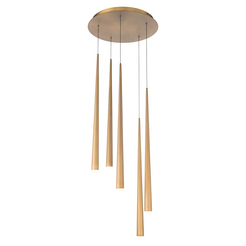 Modern Forms Cascade 5 Light 17" Wide LED Crystal Multi Light Pendant - Aged Brass