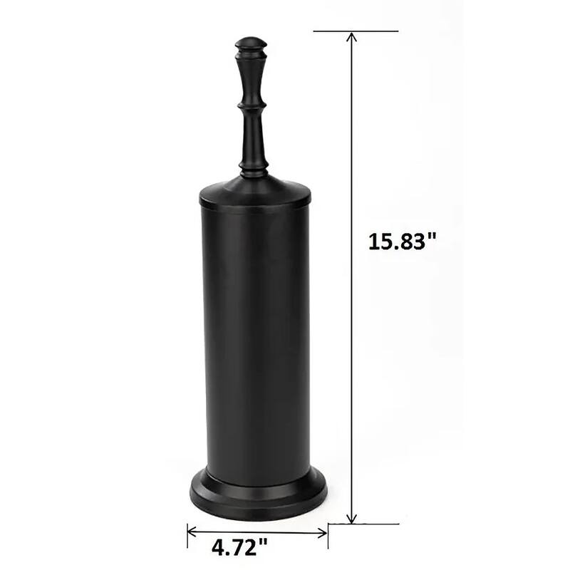 16" Tall Black Toilet Brush Set with Holder