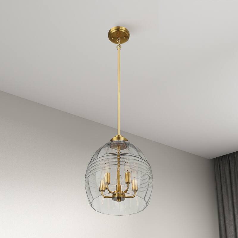 Yert 5-Light Pendant Hanging Light with Clear Glass - Gold - Gold