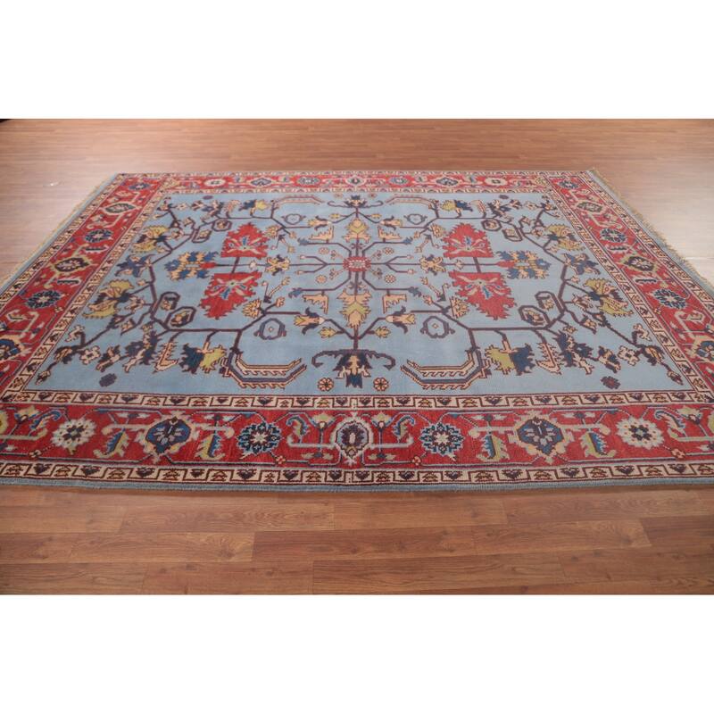 Light Blue Heriz-Serapi Oriental Area Rug Handmade Wool Carpet - 8'0"x 10'1"