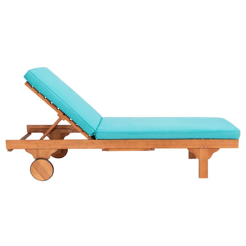 SAFAVIEH Outdoor Aubrie Adjustable Chaise Lounge Chair with Wheel.