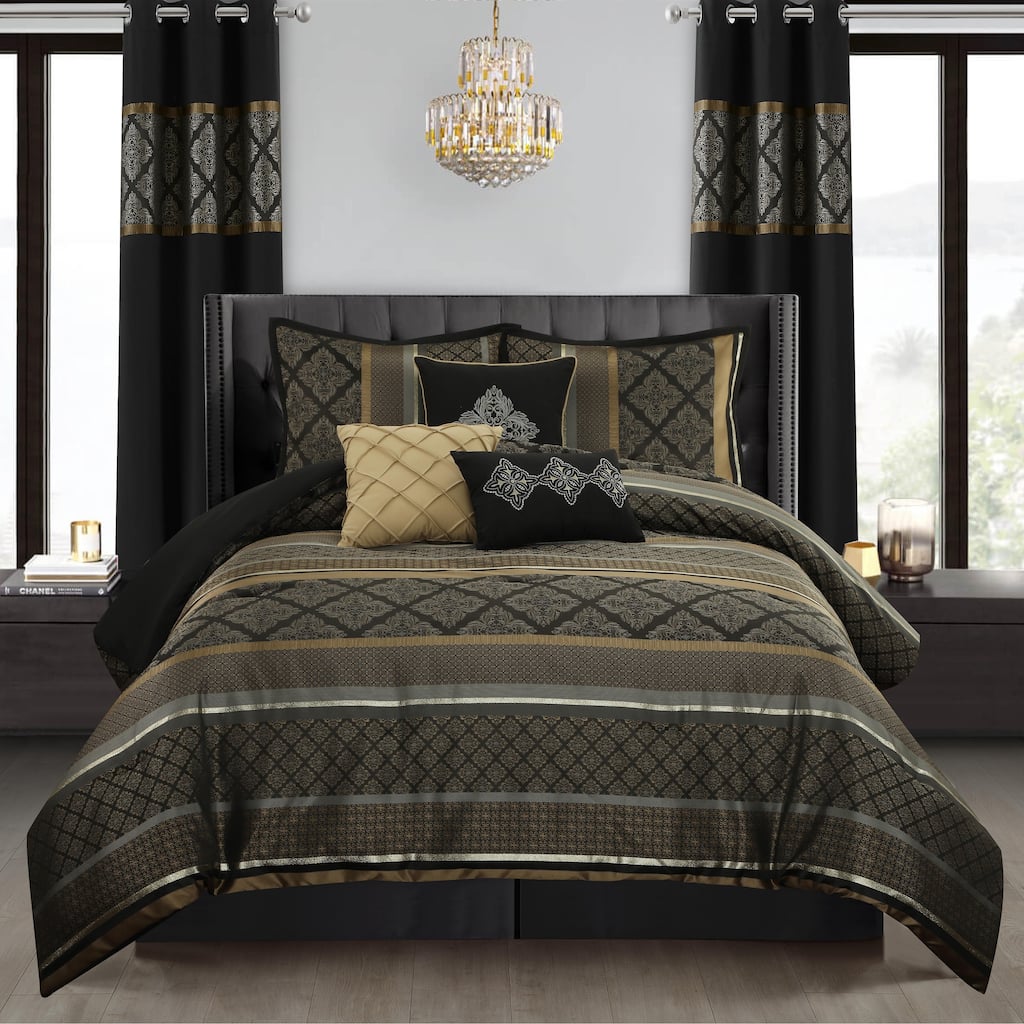 Nanshing Jensen 9 Piece Jacquard Traditional Comforter Set