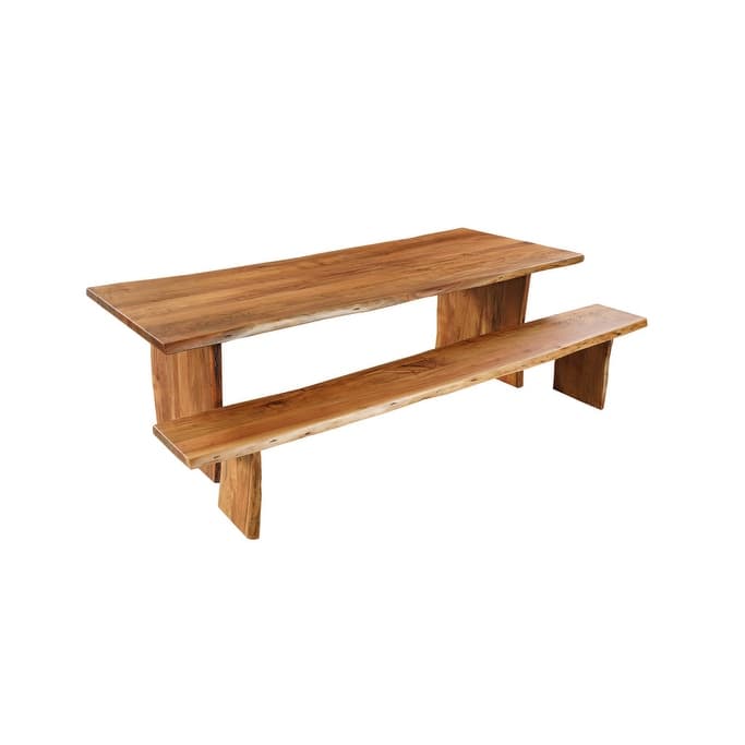 HomeRoots 108" Natural Solid Wood Live Edge Sled Base Dining Table - 108.00 in. x 30.00 in. x 40.00 in.