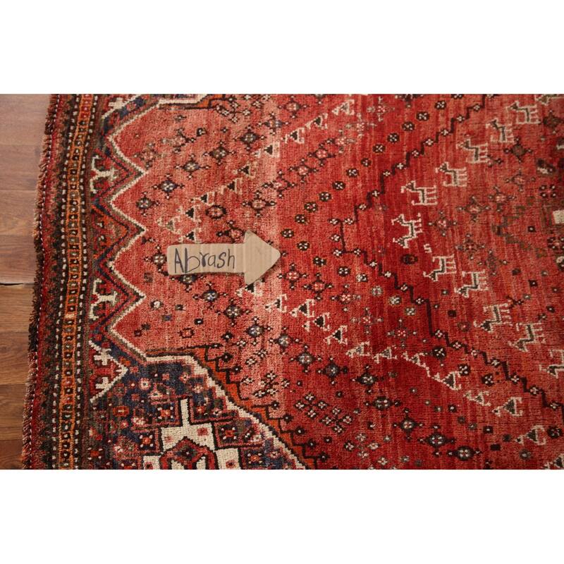 Medallion Shiraz Persian Vintage Area Rug Handmade Wool Carpet - 4'9"x 7'4"