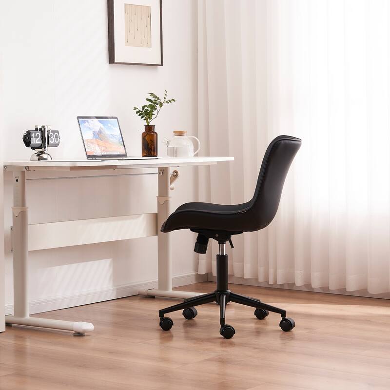 Armless Office Chair Swivel Home Office Desk Chairs with Wheels