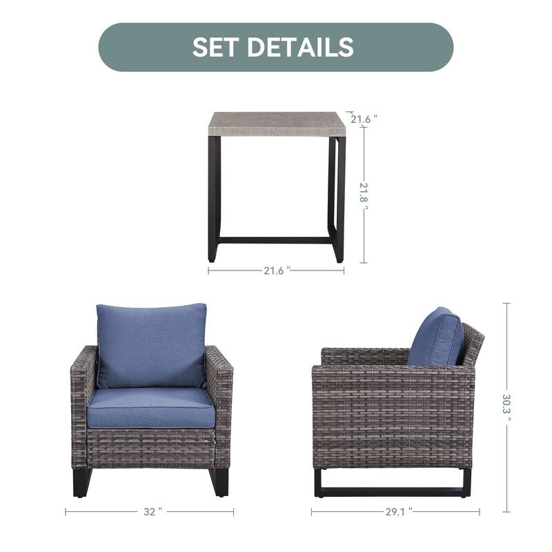 Gymojoy Outdoor PE Wicker Chairs with Table Weather-resistance