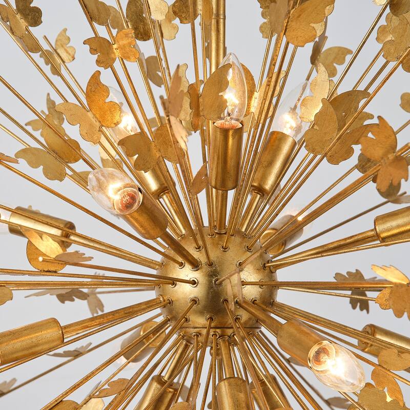 35" 14-Light Gold Butterfly Sputnik Sphere Distinctive Chandelier - 34.65 " D x 34.65 " W x 23.62" H