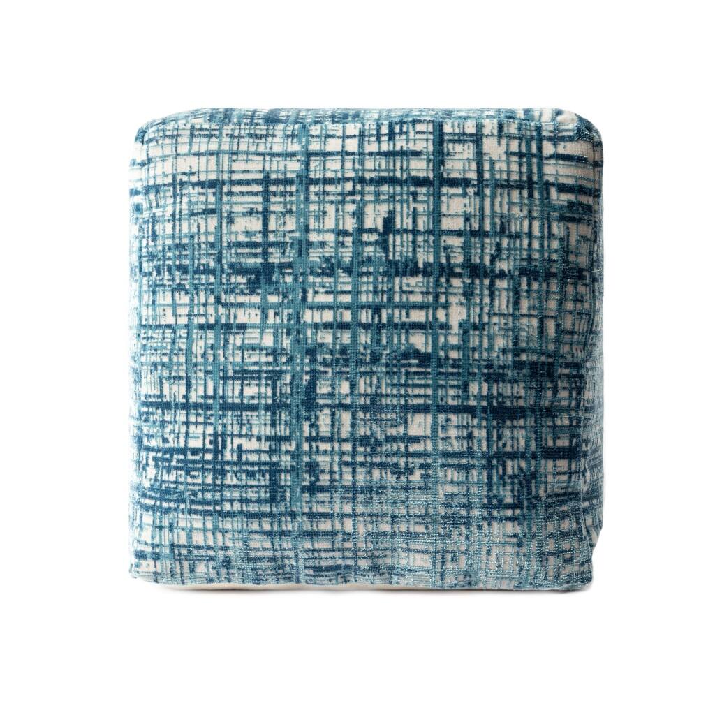 HomeRoots 18" Blue Polyester Blend Ottoman