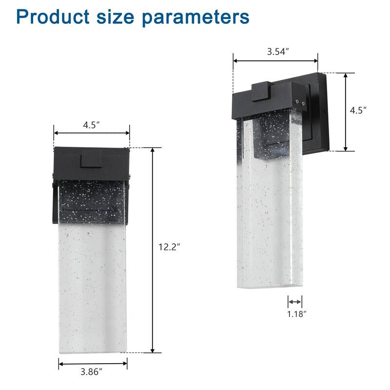 Anmytek Outdoor Waterproof LED Crystal Wall Lamp 2 Pack 12W Exterior Light Fixture