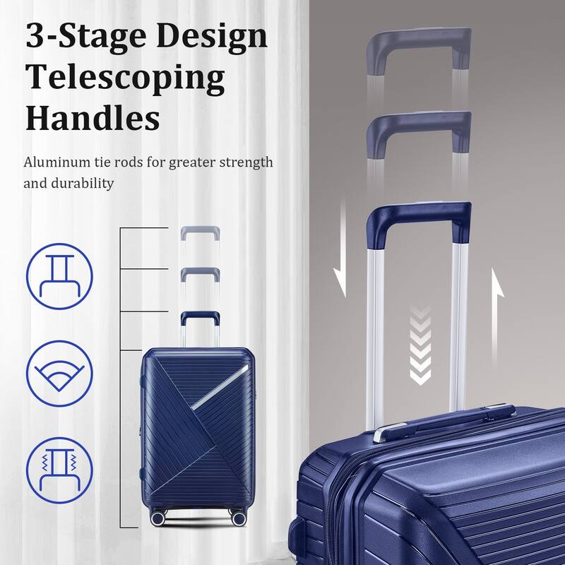 14/20/24/28 4-Piece Modern Luggage Sets, Expandable Luggage with Swivel Wheels and TSA Lock, for Boarding Travel, Navy Blue