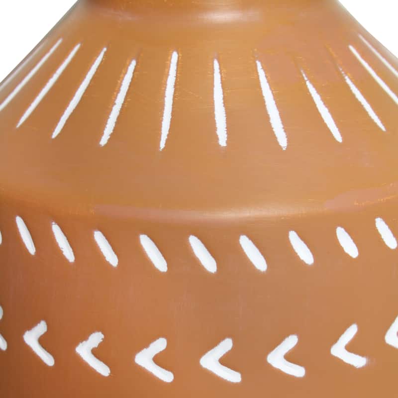 Patterned Ceramic Table Lamp with Fabric Drum Shade Modern Boho Style Multiple Colors - 8.27” x 8.27” x 17.00”