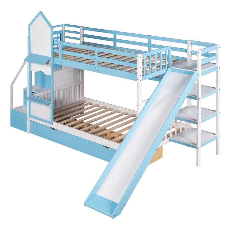 Twin-Over-Twin Castle Style Bunk Bed
