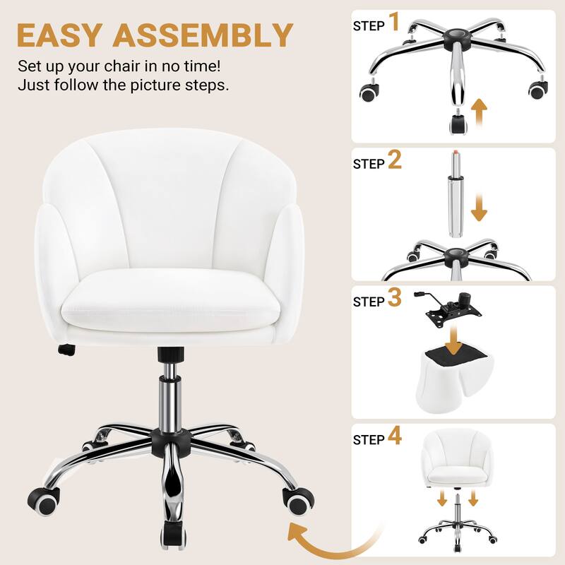 Yaheetech Modern Swivel Rolling Desk Chair Makeup Vanity Chair for Home Office