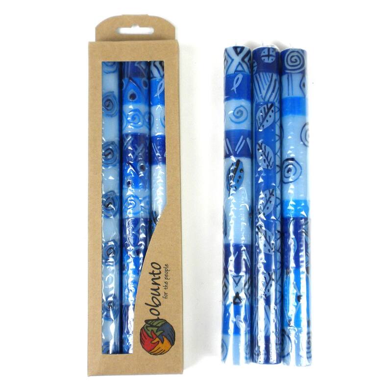 Handmade Feruzi Design Dinner Candles, Set of 3 (South Africa)