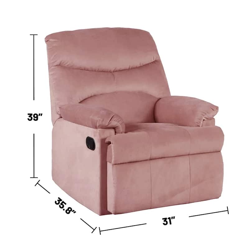 Velvet Upholstered Manual Motion Single Recliner