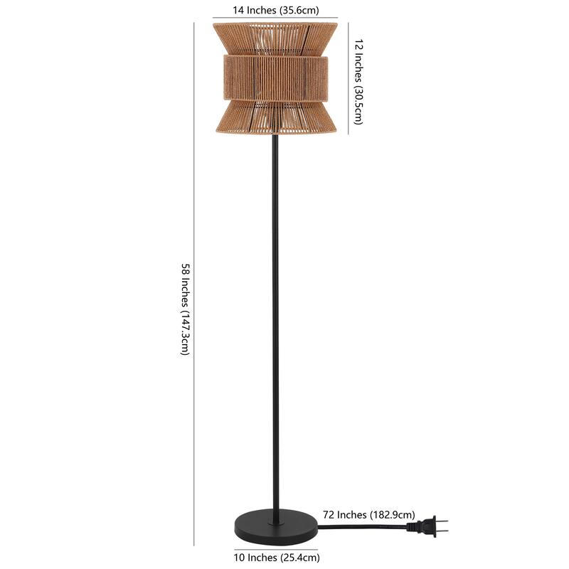 SAFAVIEH Lighting Colleen 60-inch Floor Lamp - 14" W x 14" D x 60" H - Natural/Black - 14"Wx14"Dx60"H