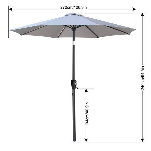 dimension image slide 3 of 7, ABCCANOPY 9FT Patio Umbrella with Push Button Tilt