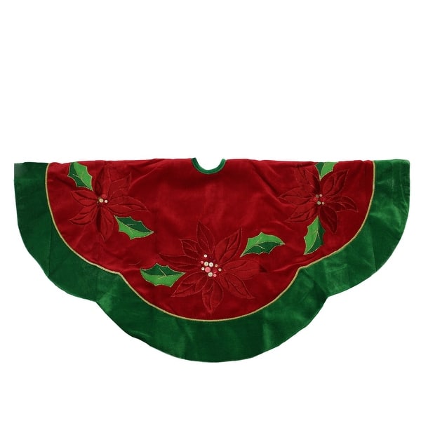 Shop 48 Red And Green Sequined Poinsettia Christmas Tree Skirt Overstock 16545100