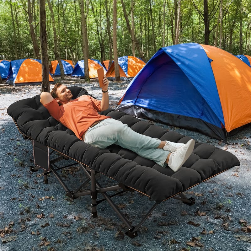 DoCred Folding Bed, Heavy Duty Outdoor Camping Cot with Carry Bag