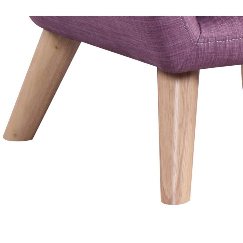 Binie Kids Chair w Wood Angled Legs, Pink Purple Button Tufted Linen