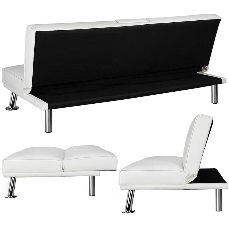 Yaheetech Modern Recliner Couch Faux Leather Futon Sofa Bed