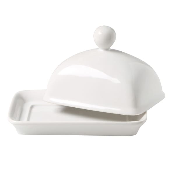 Home Essentials Covered Butter Dish Porcelain White 5.25 in
