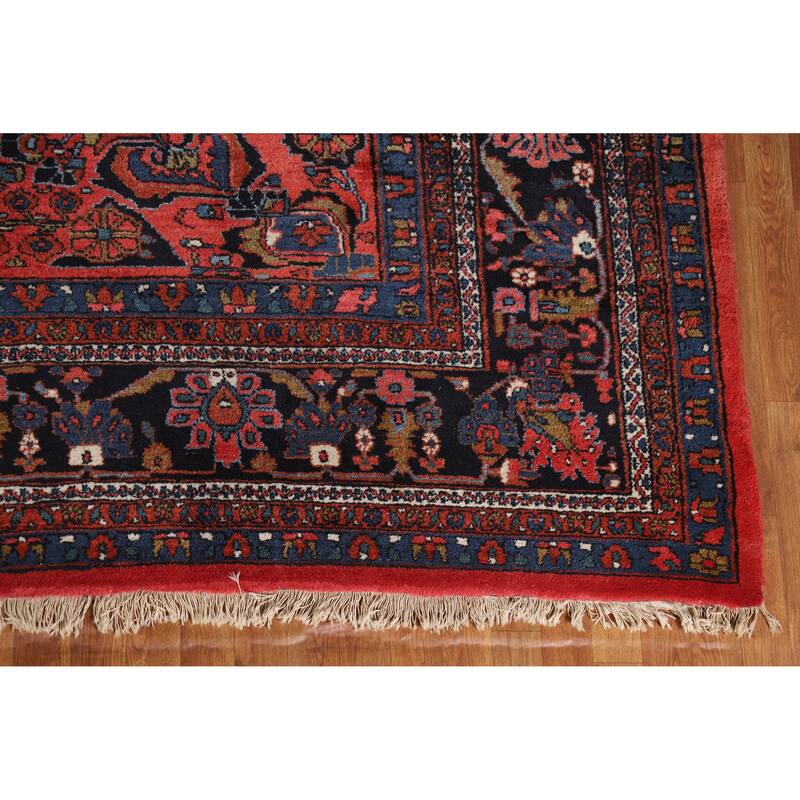 Hand Knotted Oriental 100% Wool Carpet Traditional All-Over Red Bibikabad Area Rug - 16' 7'' X 11' 7''