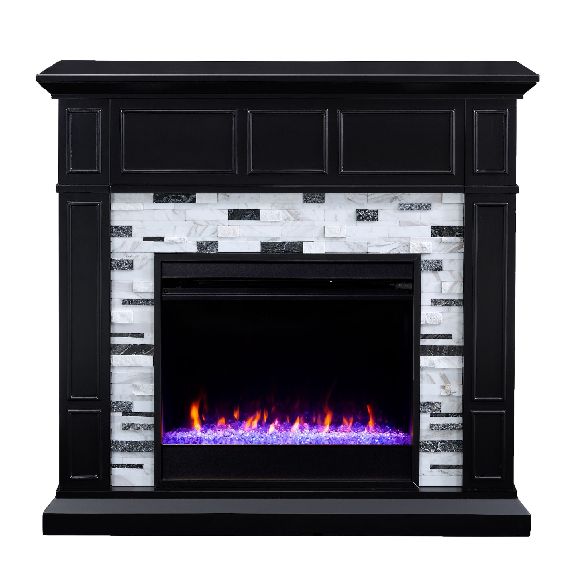 Shop 45 5 Black And White Contemporary Electric Fireplace