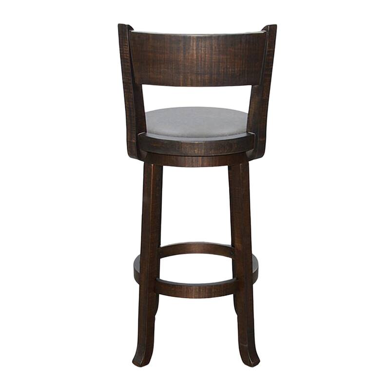 Flint Swivel Barstool Chair Set of 2, Faux Leather, Brown Mahogany