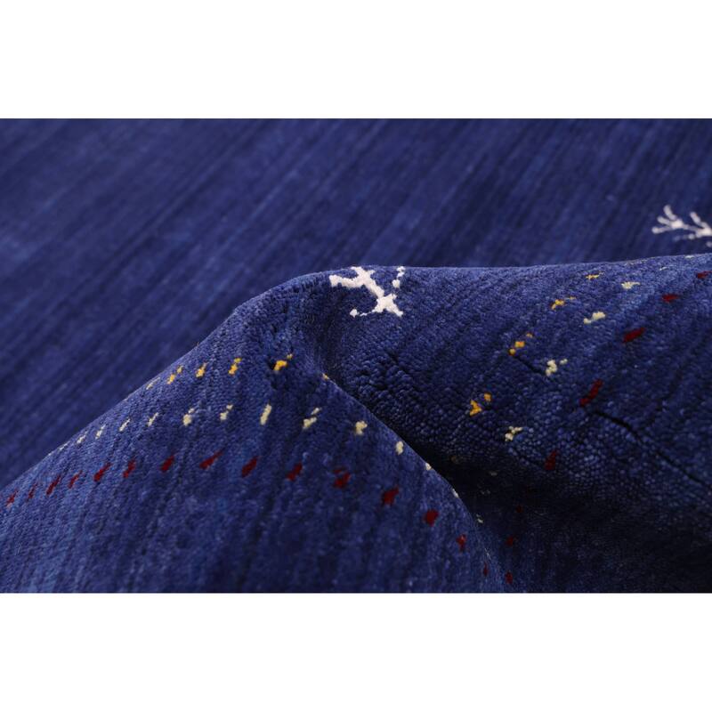 ECARPETGALLERY Hand Loomed Kashkuli Gabbeh Dark Blue Wool Rug - 5'0 x 6'11