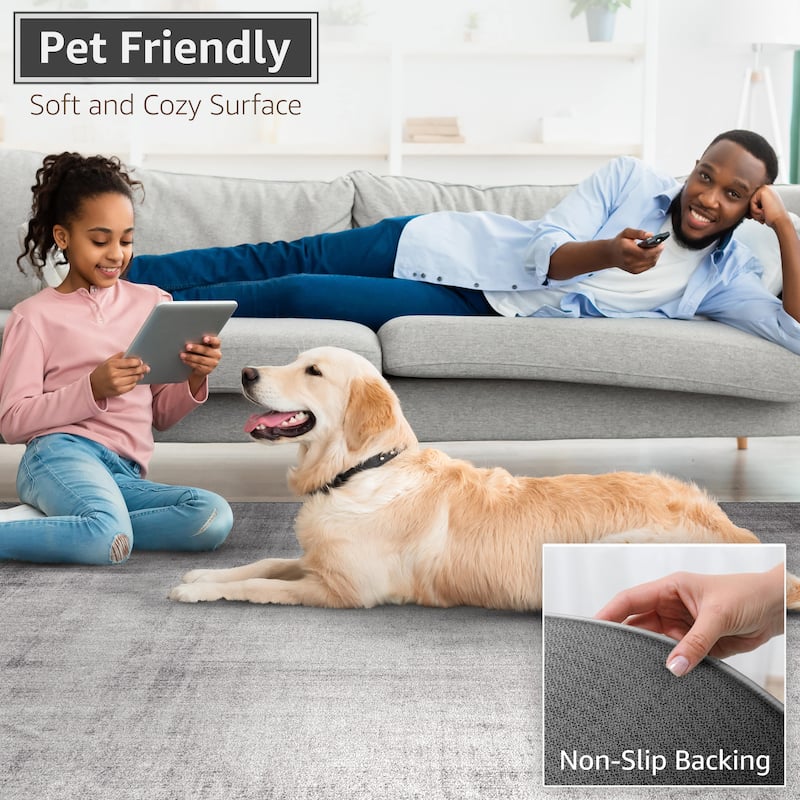 Sorbus 8x10 Area Rug, Machine Washable, Non-Slip, Low Pile Non-Shedding Indoor - Soft Carpet Throw Rug with Rubber Backing