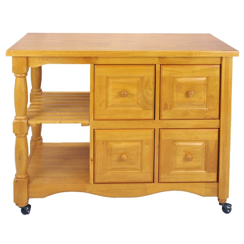 Kitchen Cart with Drawers & Shelves - Rolling Storage Island - Tiered Design