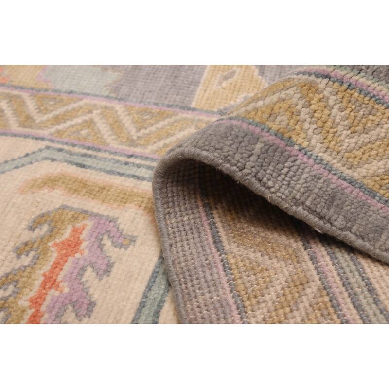 ECARPETGALLERY Hand-knotted Modern Oushak Dark Grey Wool Rug - 9'9 x 13'9