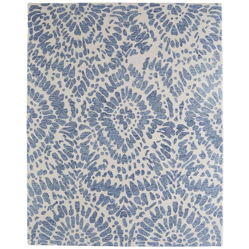 Esser R8A39 Abstract Modern Area Rug - 10' x 14' - Blue/Ivory