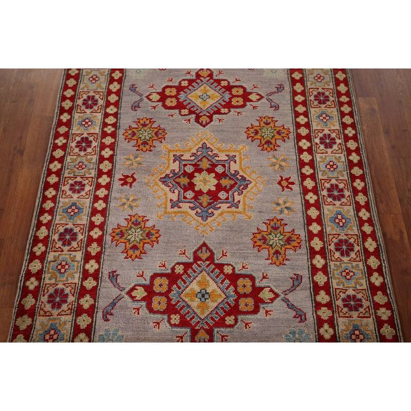 Gray Kazak Oriental Accent Rug Hand-Knotted Wool Carpet - 3'6" x 5'0"