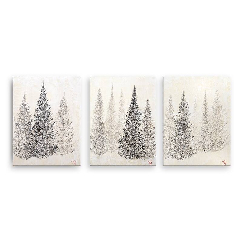 'Monoscape XXVIII' 3 Piece Wrapped Canvas Wall Art Set by Karen Biery